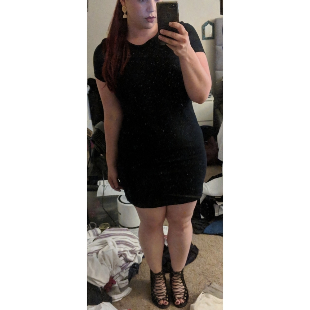 Old Navy Black Fitted Dress Size Large Petite - Picture 2 of 3